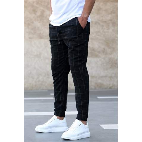 Madmext Black Checked Trousers Mad4081 - Siyah