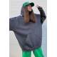 Füme Kapüşonlu Oversize Sweatshirt MG1566 - Füme