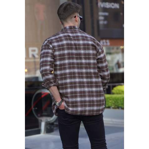 Brown Regular Fit Plaid Shirt 5554 - Kahverengi