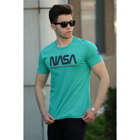 Madmext Green Printed T-shirt for Men 4526 - Yeşil