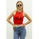 Mad Girls Red Crop Top MG361 - Kırmızı