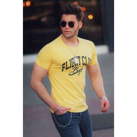 Madmext Yellow Printed T-shirt for Men 4591 - Sarı