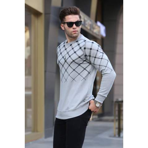 Dye Gray Designed Knitwear Sweater 6019 - Boyalı gri