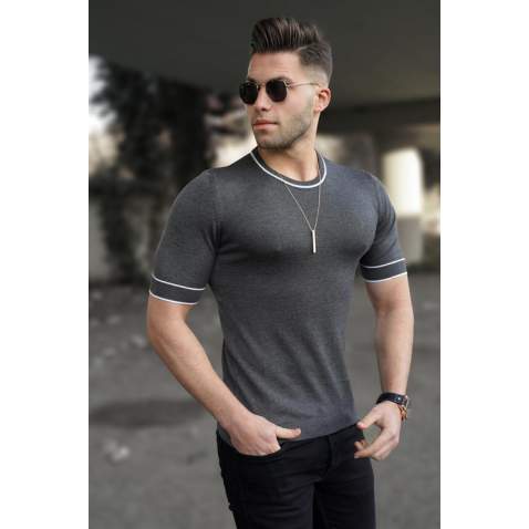 Madmext Men Knitwear Anthracite T-shirt 5080 - Antrasit