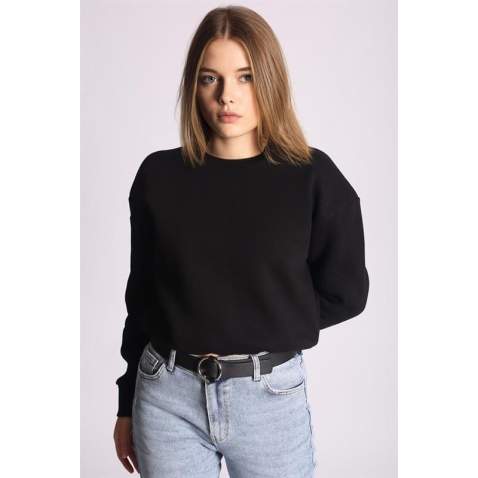 Mad Girls Black Crewneck Sweatshirt MG078 - Siyah