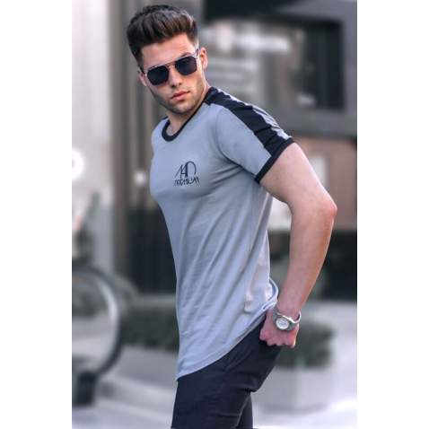 Madmext Men Printed Dye Gray T-Shirt 4472 - Boyalı gri