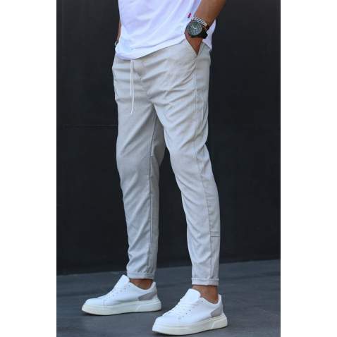 Men Gray Slim Fit Jogger Trousers 5471 - Gri