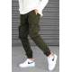 Madmext Men Slim Fit Khaki Cargo Trousers 5704 - Haki