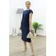 Mad Girls Navy Blue Shoulder Pad Slit Midi Dress MG357 - Lacivert