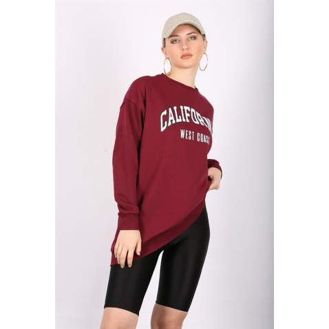 Mad Girls Maroon Sweatshirt Mg1242 - Bordo