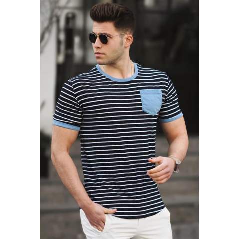 Madmext Men Blue T-shirt 5203 - Mavi