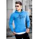 Madmext Blue Printed Men's Hoodie 723 - Mavi