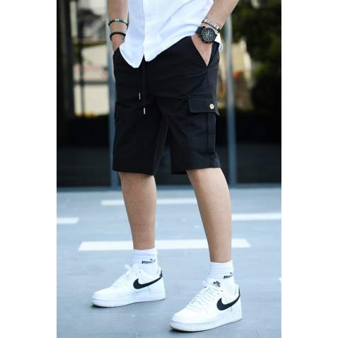 Men Black Basic Cargo Shorts 5467 - Siyah