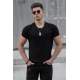 Madmext Men Front Pocket Black T-shirt 4493 - Siyah