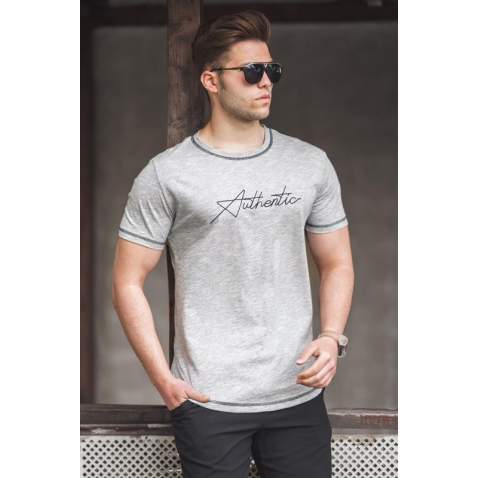 Madmext Men Printed Gray T-shirt 5274 - Gri