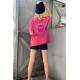 Women Printed Pink Oversize T-Shirt - Pembe