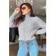 Mad Girls Gray Turtleneck Women Jumper MG774 - Gri