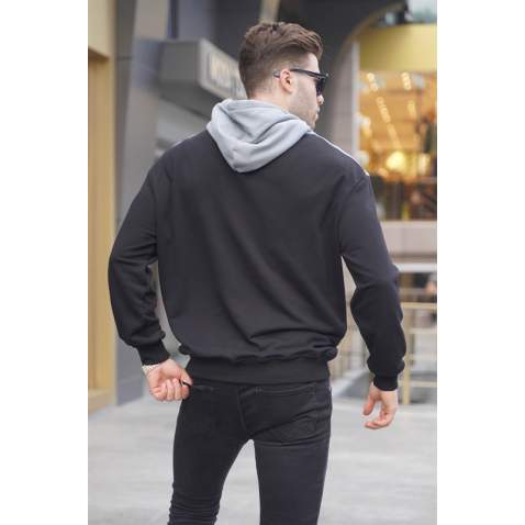 Black Designed Hoodie Sweatshirt 6022 - Siyah