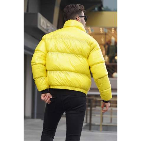 Yellow Shiny Basic Puffer Jacket 5993 - Sarı