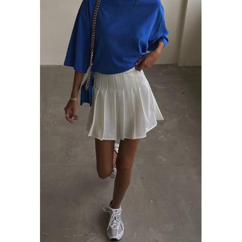 Mad Girls Pleated White Skirt MG1385 - Beyaz