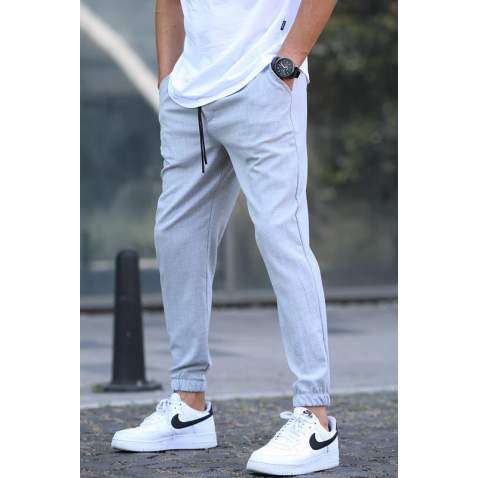 Gray Slim Fit Jogger Trousers 5472 - Gri