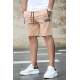 Madmext Camel Zipper Detailed Shorts 4226 - Camel