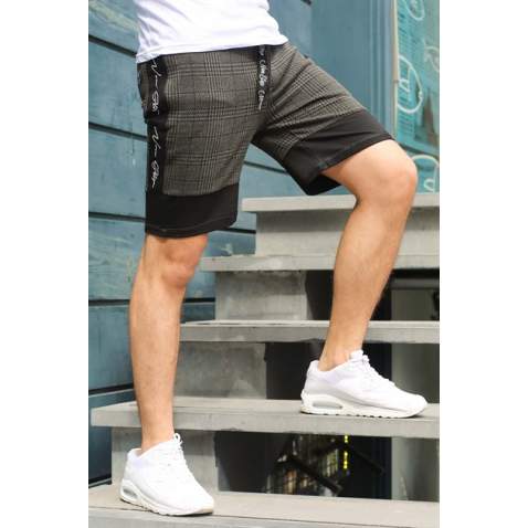 Madmext Dark Grey Striped Capri for Men 2902 - Haki