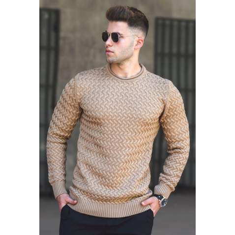 Madmext Men Beige Sweater 5174 - Bej