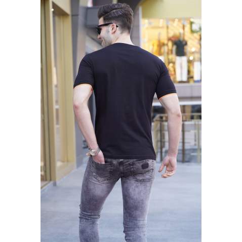 Madmext Black Printed T-shirt for Men 4593 - Siyah