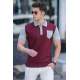 Madmext Men Knitted Front Pocket Maroon Polo T-shirt 5246 - Bordo