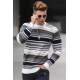 Madmext Men Color Striped White Sweater 5150 - Beyaz