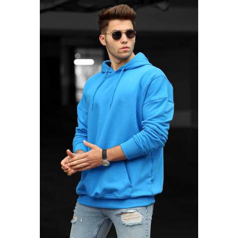 Madmext Blue Men's Hoodie 9446 - Mavi