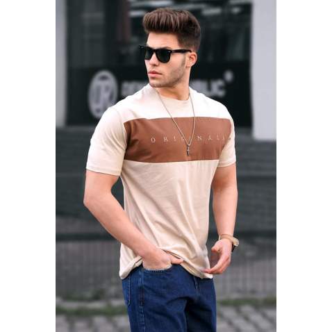 Madmext Men Beige T-shirt 5377 - Bej