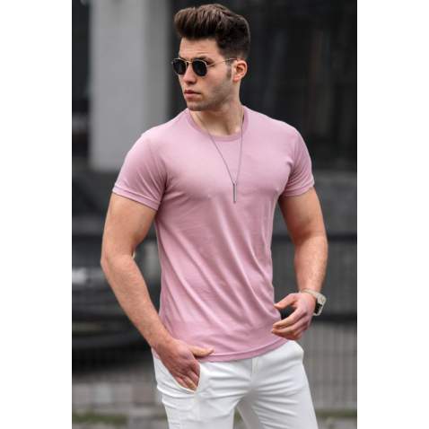 Madmext Men Soft Pink Plain T-shirt 3006 - Pembe