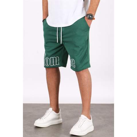 Madmext Men Printed Green Capri Shorts 5439 - Yeşil