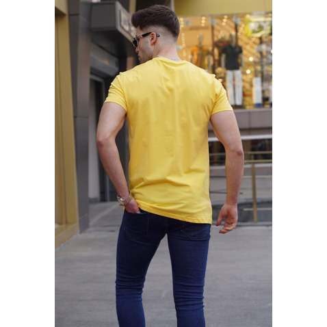 Madmext Yellow Printed T-shirt for Men 4018 - Sarı