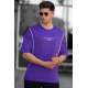 Madmext Purple Oversize Printed T-shirt for Men 5234 - Mor