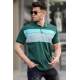 Men Striped Green Polo T-Shirt 5864 - Yeşil