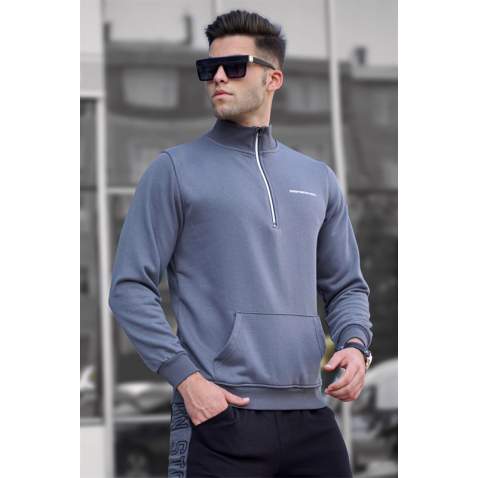 Madmext Men Smoke Gray Sweatshirt 5300 - Füme