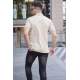 Men Striped Beige Polo T-Shirt 5864 - Bej