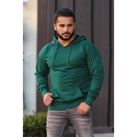 Madmext Green Oversize Hoodie 2876 - Yeşil