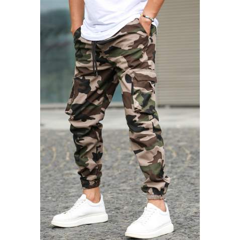 Men Camouflage Khaki Cargo Trousers 5447 - Haki