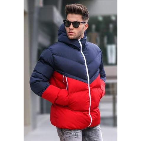 Men Navy Blue Puffer Jacket 5700 - Lacivert