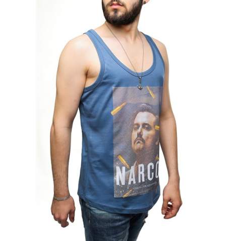 Sleeveless T-Shirt In Printed - İndigo