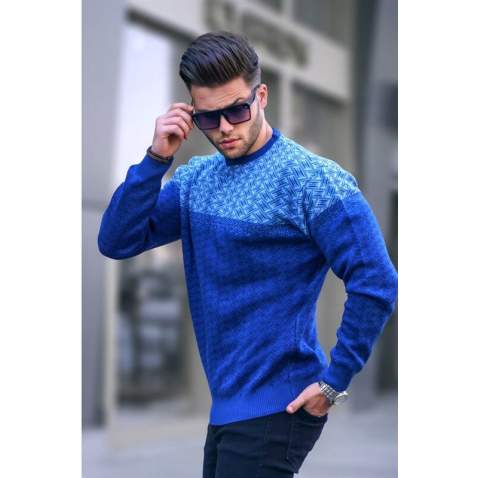 Indigo Designed Knitwear Sweater 5977 - İndigo