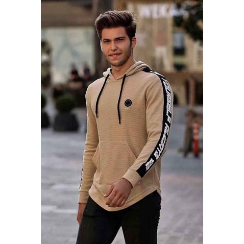 Madmext Camel Striped Hoodie 4170 - Camel