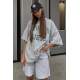 Women Printed Oversize Gray T-Shirt MG1226 - Gri