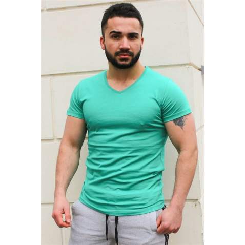 Madmext Green Basic T-shirt for Men 3005 - Yeşil