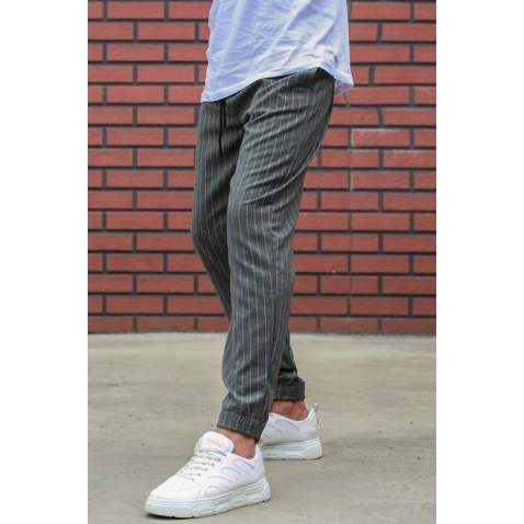 Madmext Dark Grey Striped Trouser Mad4084 - Antrasit