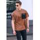 Men Basic Brown T-Shirt - Kahverengi